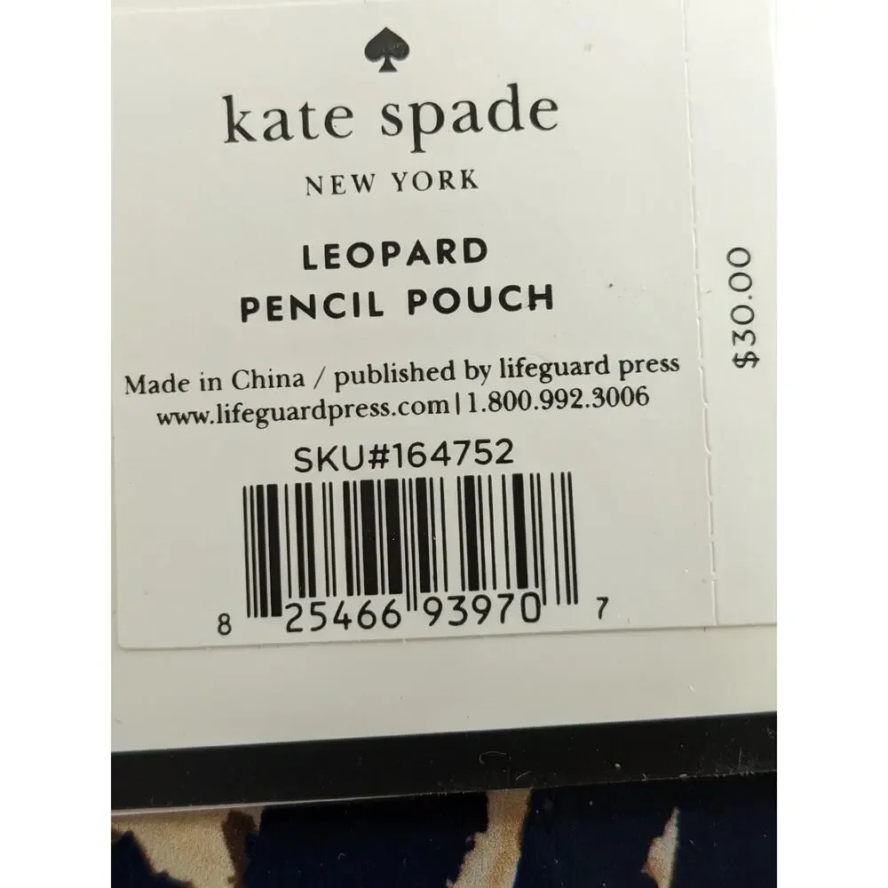 KATE SPADE New York LEOPARD Cheetah Pencil Pouch Eraser Ruler New *READ*